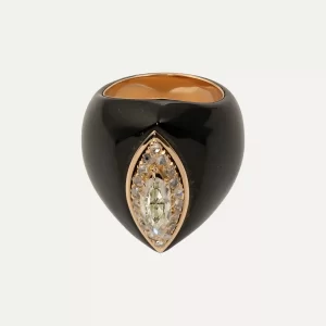 ANEL EM ebonite e OURO COM diamantes