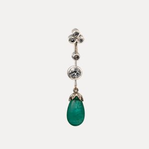 Pendente em ouro e prata com esmeralda e diamantes
