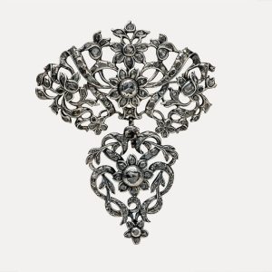 Pendente/Alfinete "Laça" em prata e diamantes, Séc. XVIII