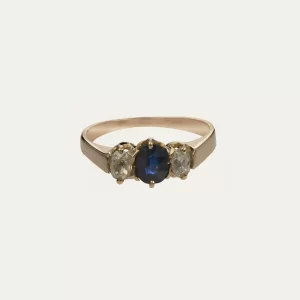 Diamonds and sapphire gold ring