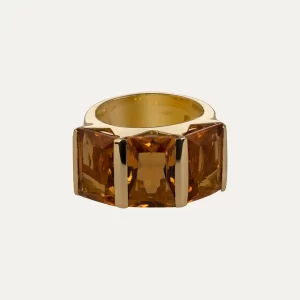 Citrine and gold ring