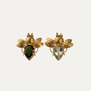 Been Aquamarine, peridot and gold earrings
