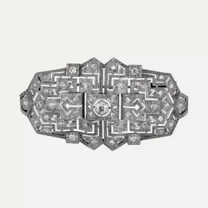 Pregadeira Art-Deco de platina com diamantes
