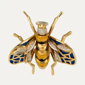 Pregadeira abelha em ouro, esmalte e diamantes