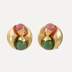Brincos Bvlgari em ouro amarelo 18 kt com crisoprasa e rodocrosita