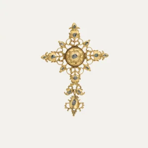 Pendente Cruz em ouro e diamantes, português, séc. XVII/ XVIII