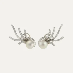 Gold, pearl and diamond earrings