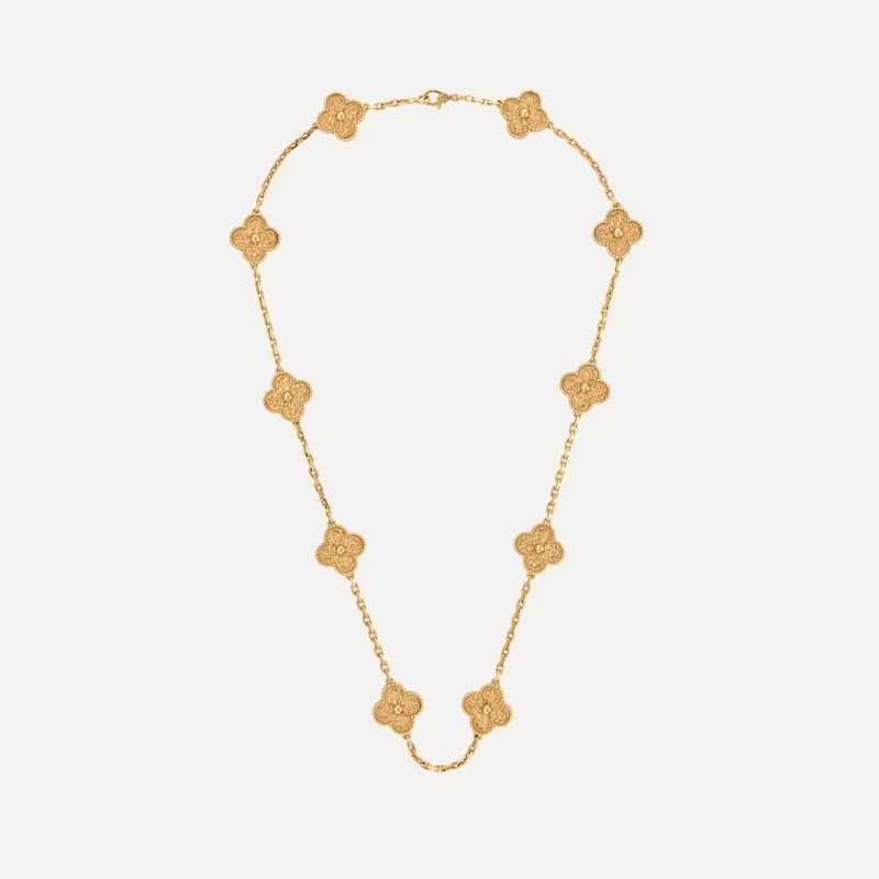 Van Cleef & Arpels Alhambra necklace in yellow gold with 10 motifs.