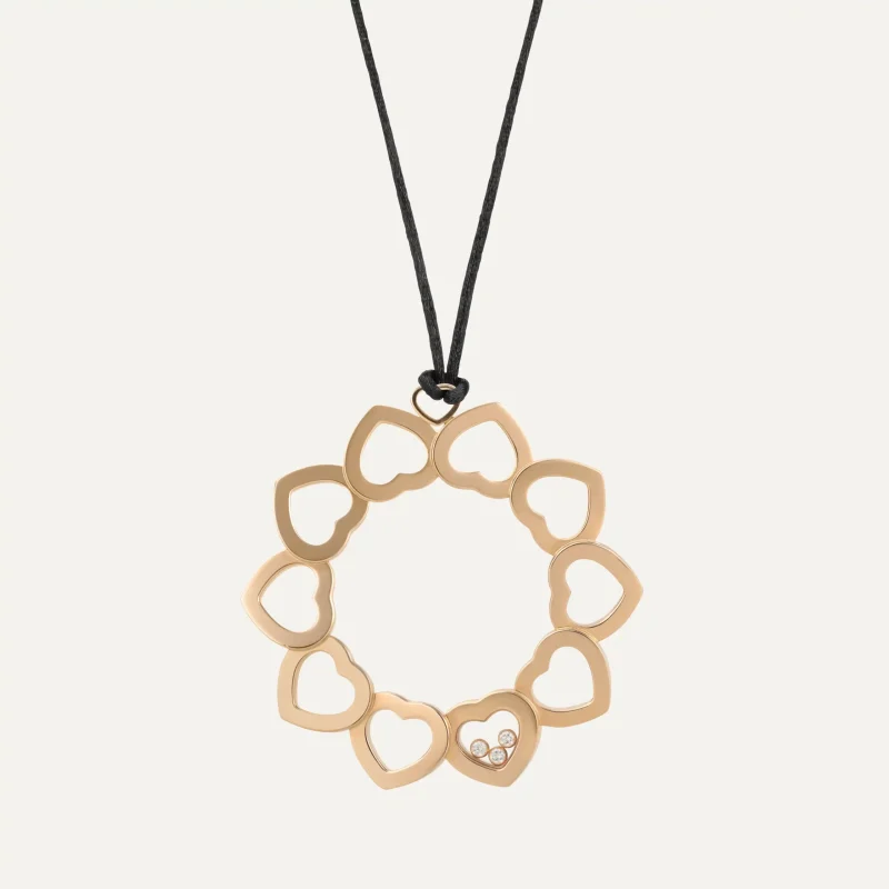 Pendente Chopard Happy Diamonds em ouro rosa com diamantes móveis