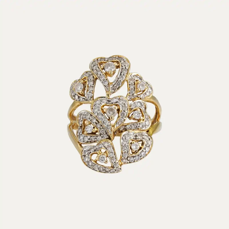 9005111 Yellow Gold Ring with Hearts, Alexandra Matias, Diamonds